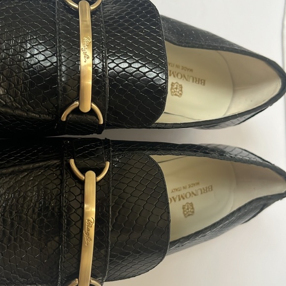 Bruno Magli Black Italian Leather Loafer Snake Print Size 8 - Picture 4 of 8